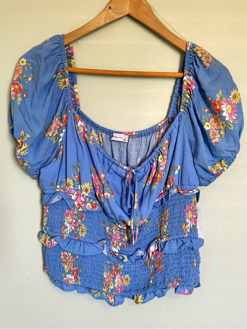 Women’s Goods for Life Floral Smocked Top with Ruffles Size Large NWT